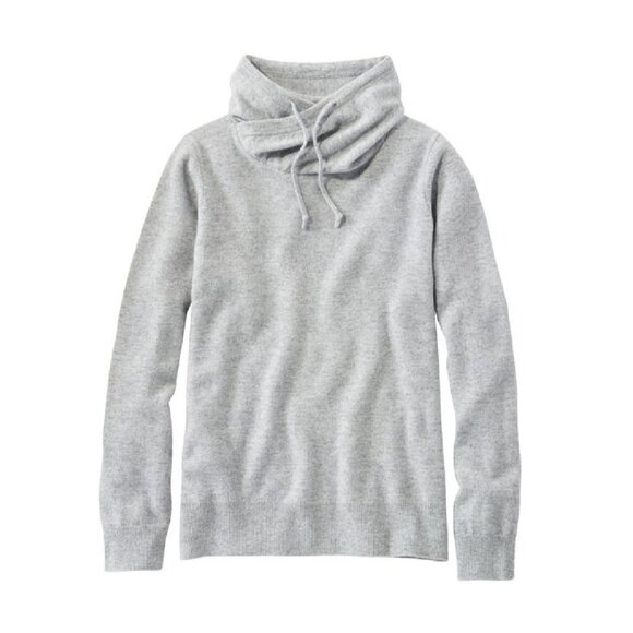 Brand New L.L. Bean Women's Funnelneck Cashmere Sweater Light Gray Heather MP - Picture 1 of 7